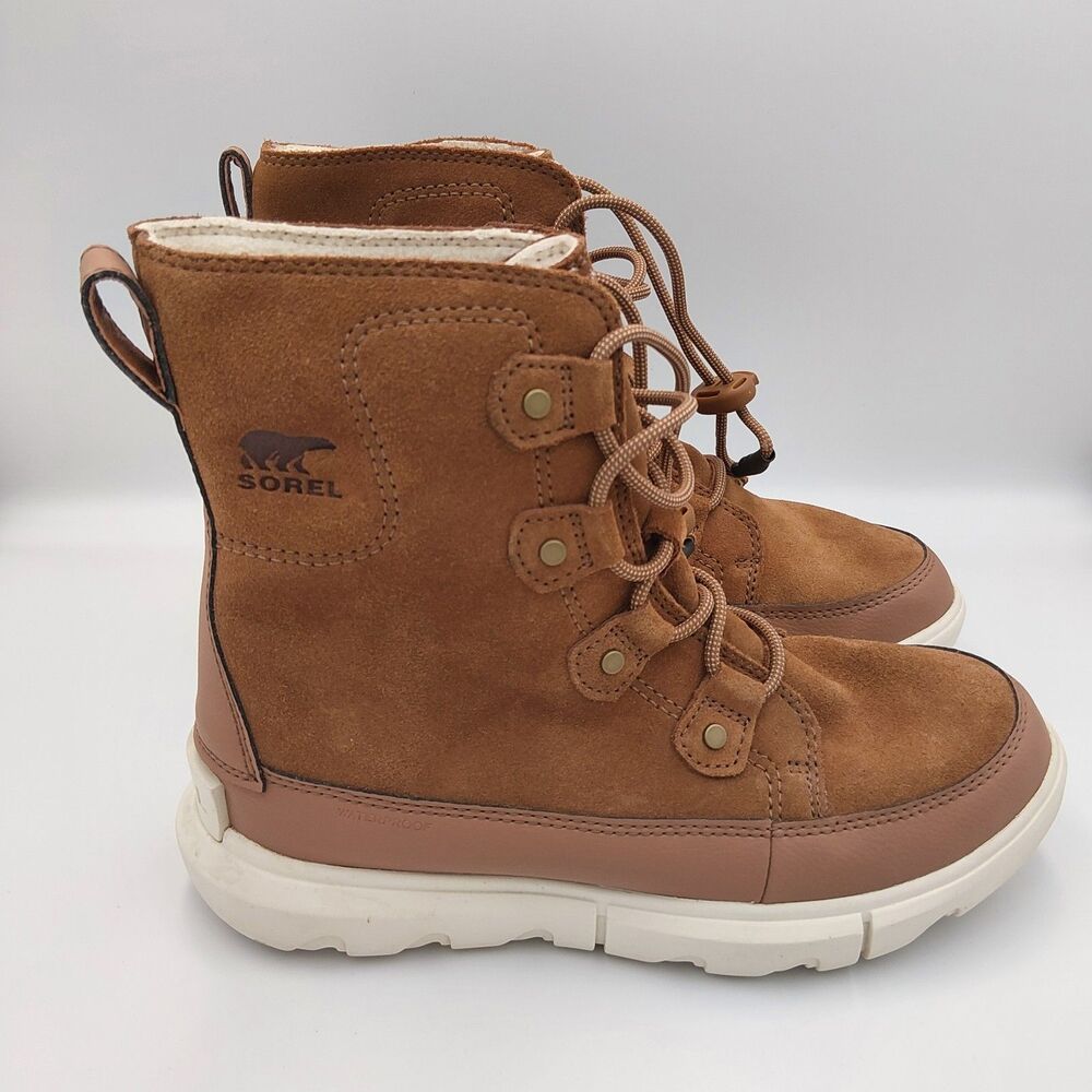 Sorel Explorer Joan brown suede leather lace up boots women's US5 EU37